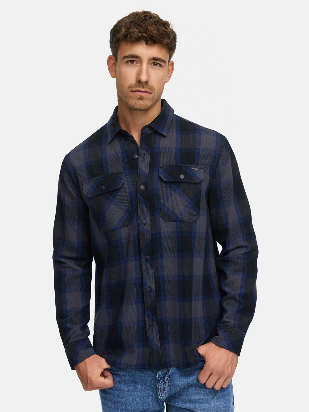 Indicode Hemd Herren Regular Fit Baumwolle grau kariert, XXL