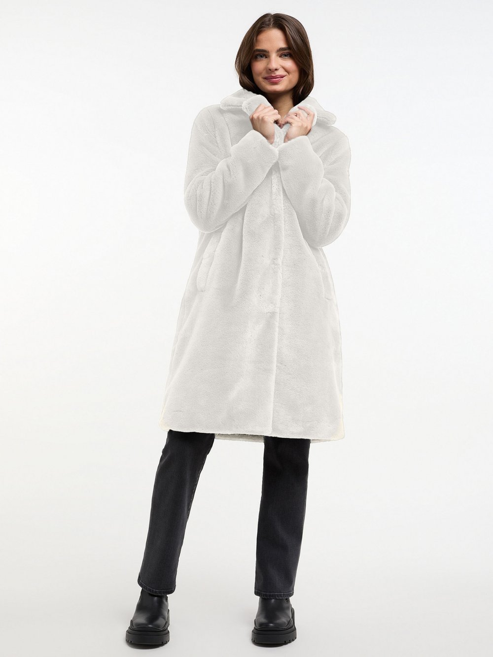 Frieda & Freddies Fellimitatmantel Damen beige, 40