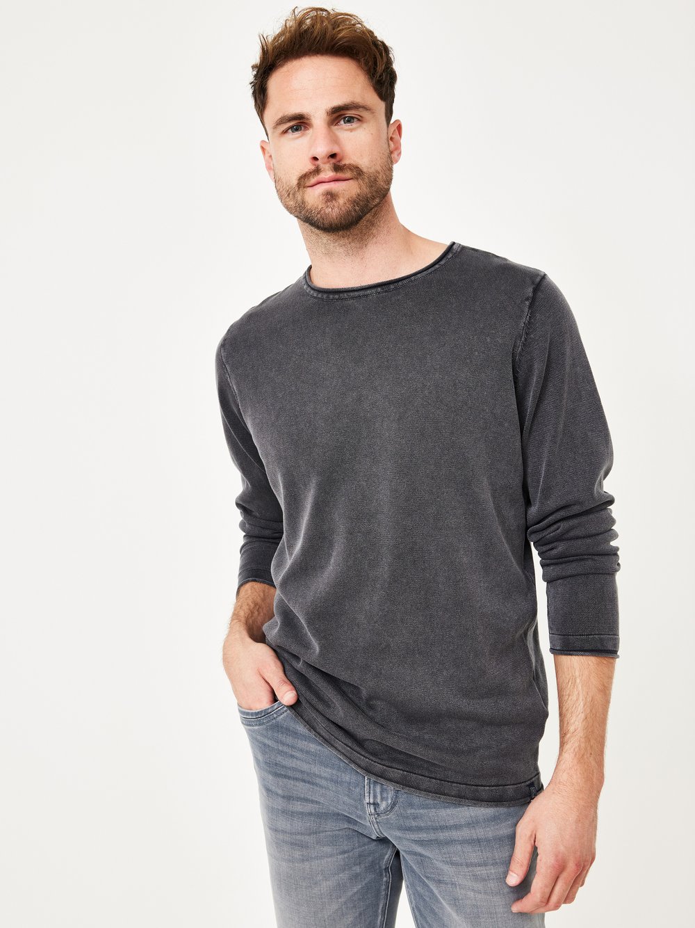 Thumbnail - Paddock`s Pullover Herren Baumwolle grau, L