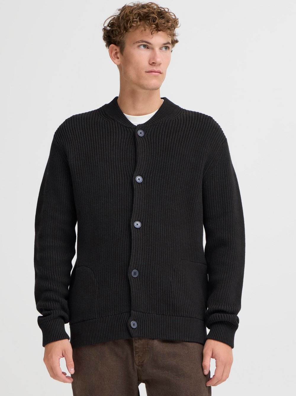 CASUAL FRIDAY Strickjacke Herren Baumwolle schwarz, M