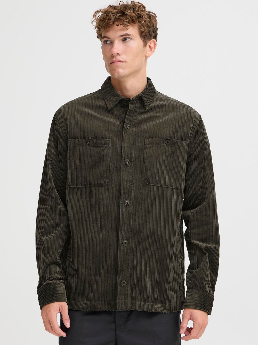 CASUAL FRIDAY Langarmhemd Herren Regular Fit Baumwolle schwarz, XL
