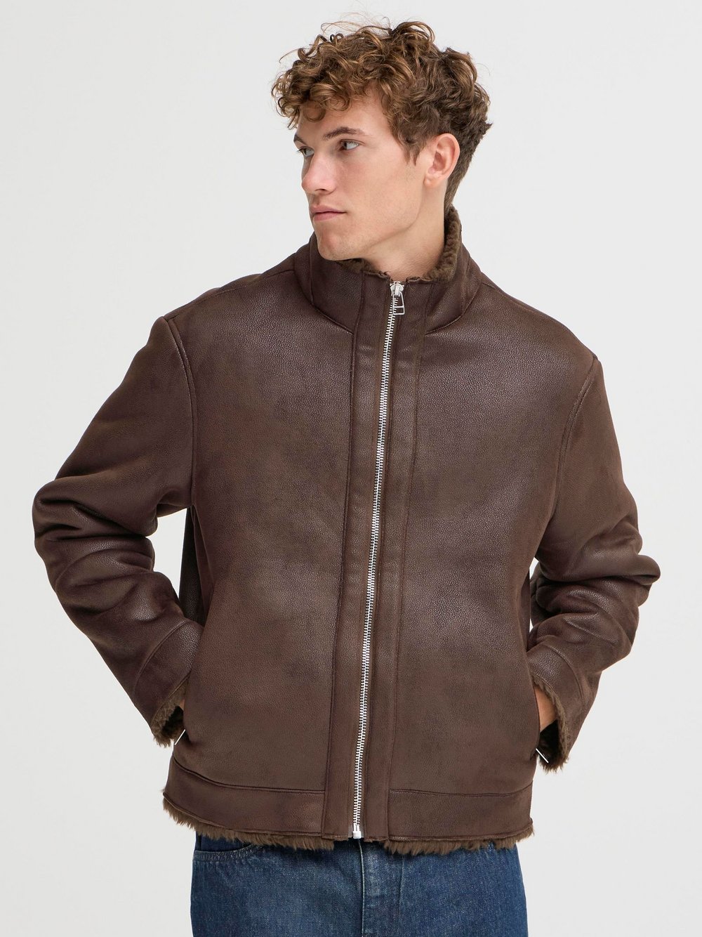 CASUAL FRIDAY Kunstlederjacke Herren braun, S