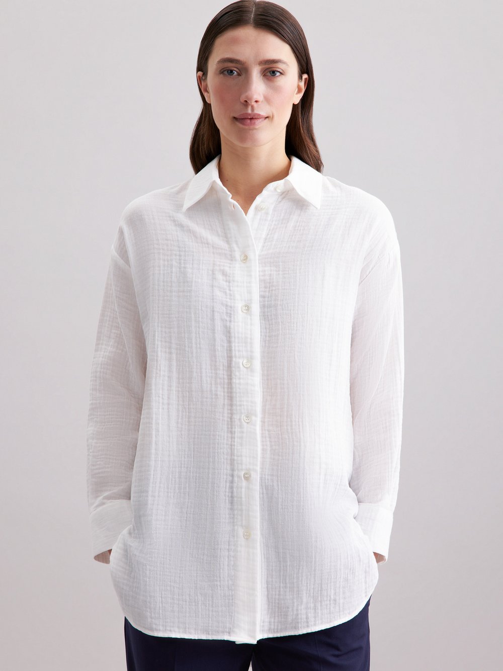 Seidensticker Oversizebluse Damen Baumwolle weiß, 34