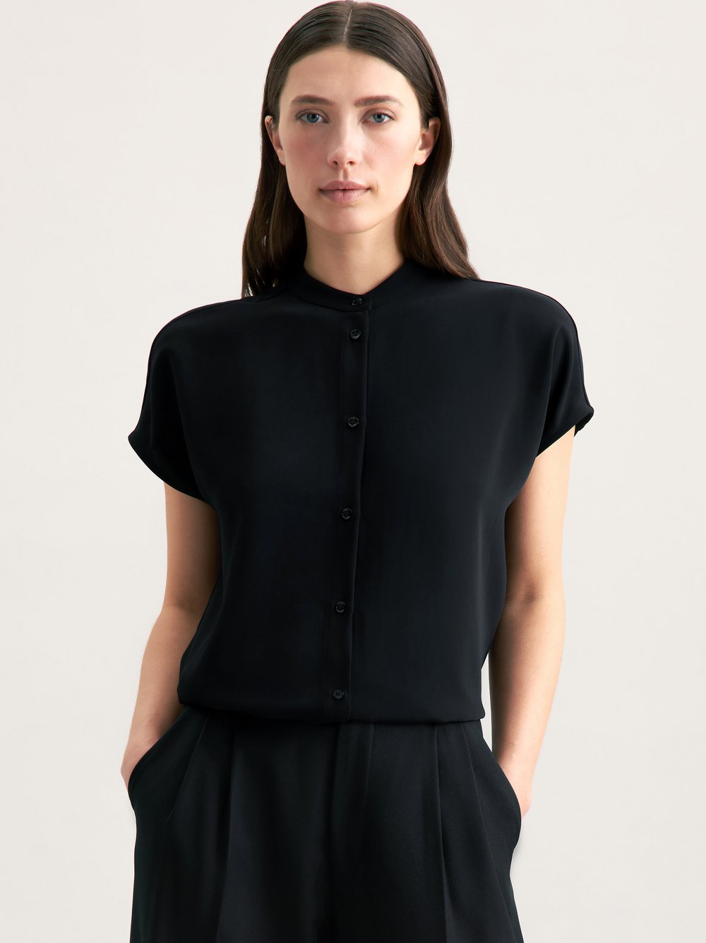 Seidensticker Stehkragenbluse Damen schwarz, 40