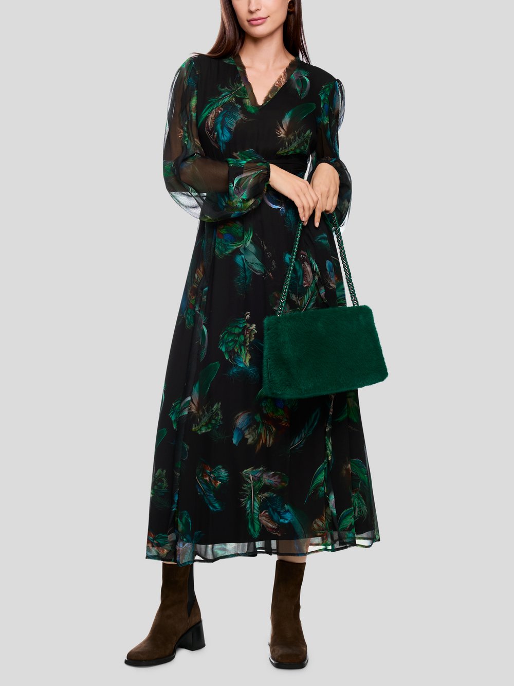 Marc Cain Kleid Damen Viskose grün bedruckt, 38