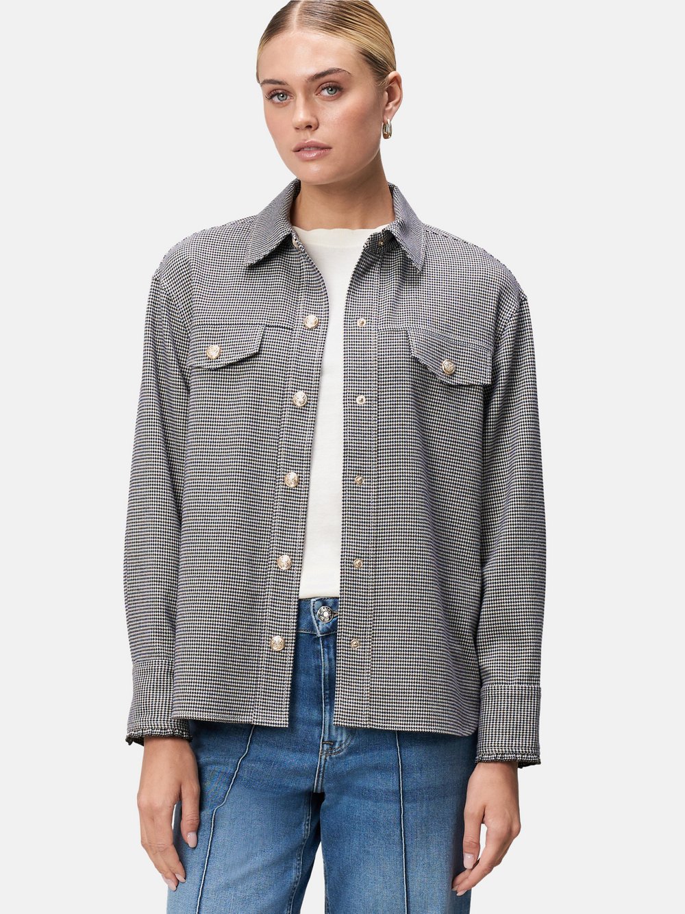 Thumbnail - zero Hemdbluse Damen braun gemustert, 38