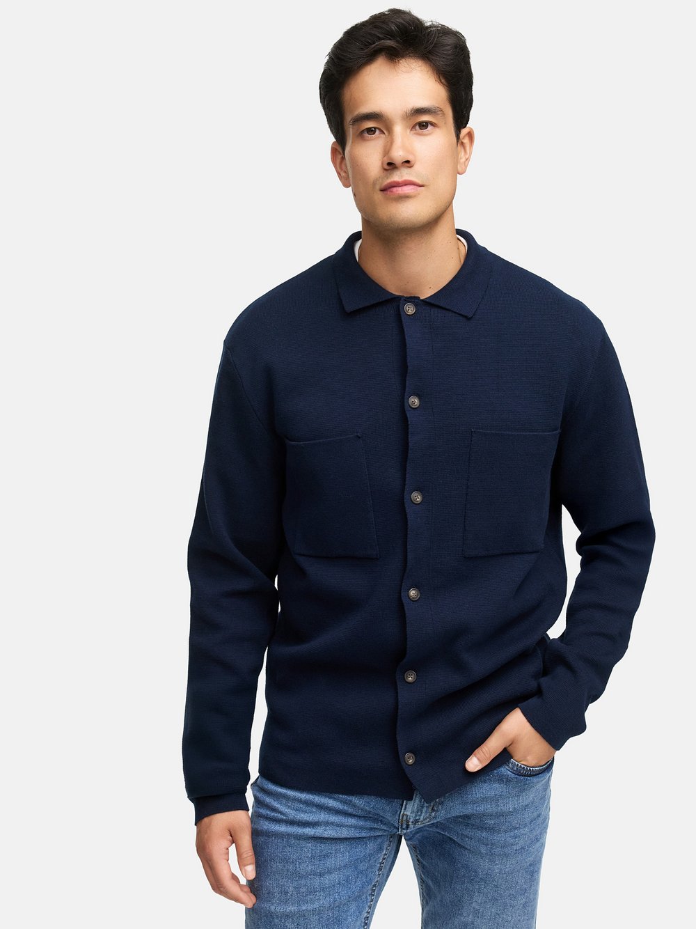 Thumbnail - Indicode Strickjacke Herren Baumwolle blau, M