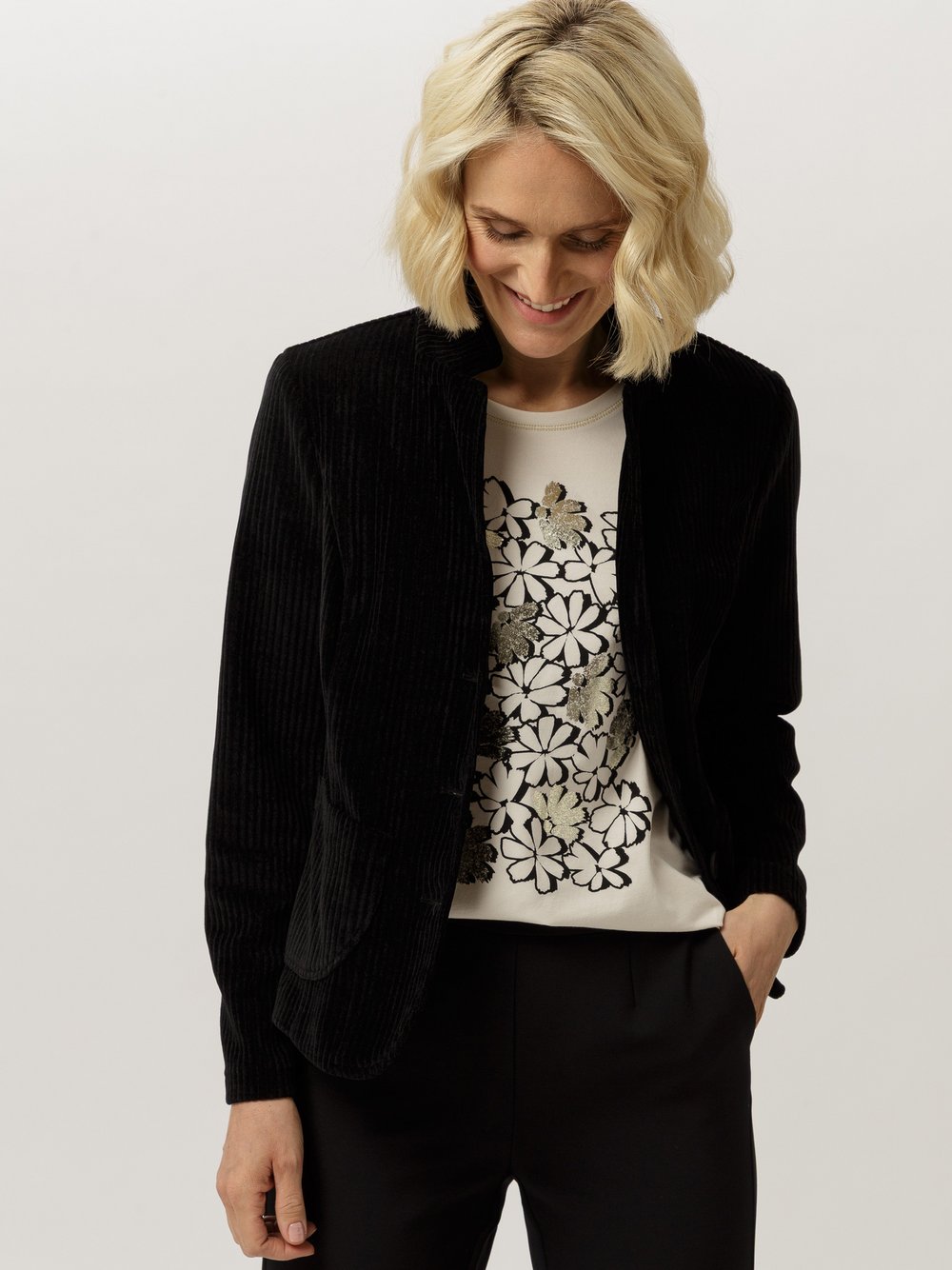 Frank Walder Cordblazer Damen schwarz, 40