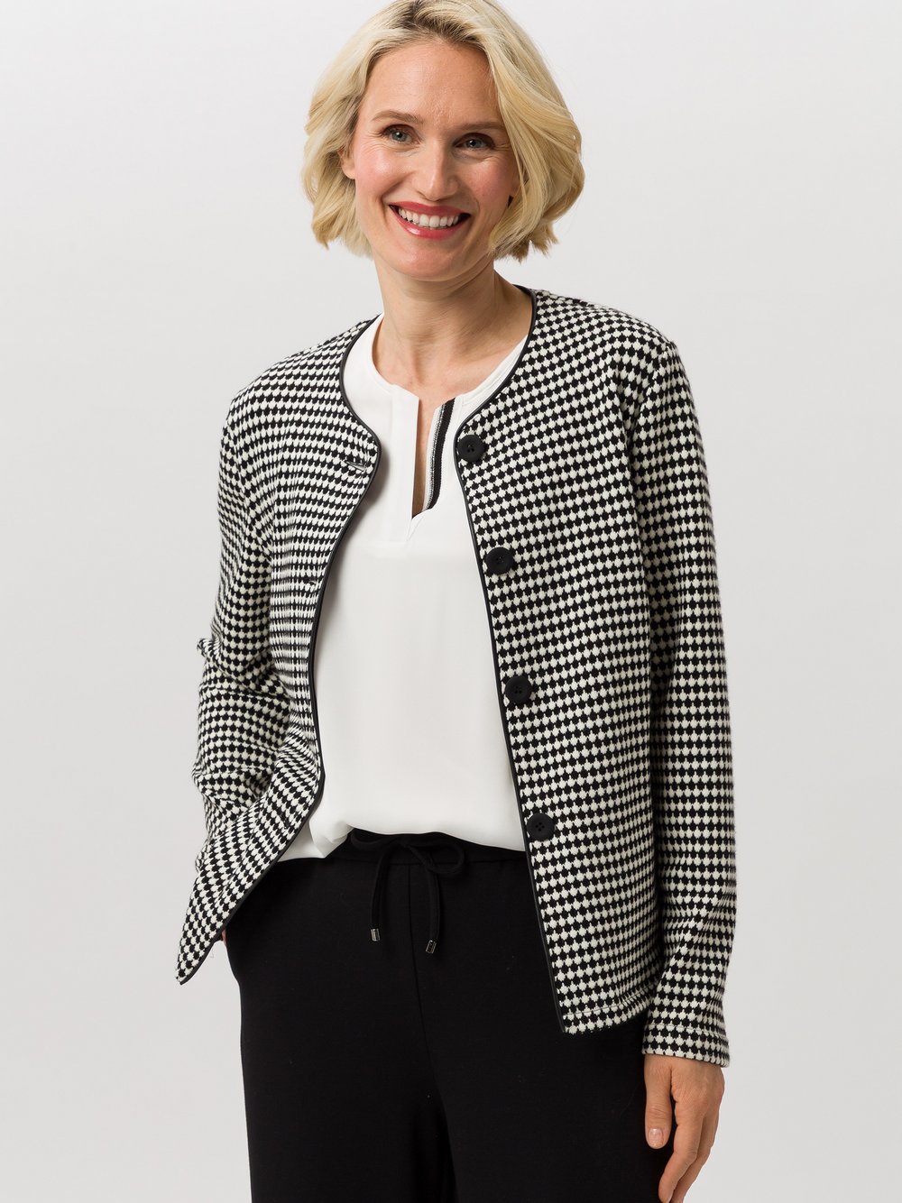 Frank Walder Strickblazer Damen schwarz gemustert, 40