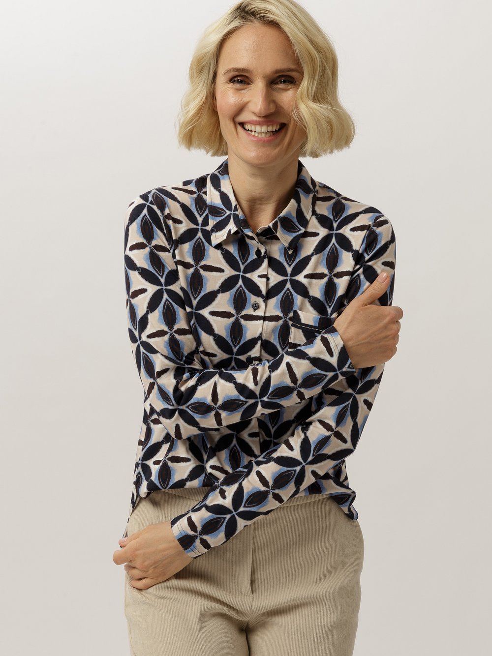 Frank Walder Bluse Damen Modal mehrfarbig bedruckt, 38