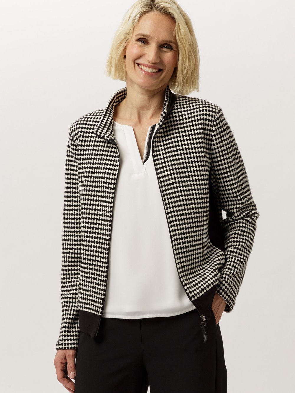 Frank Walder Jacke Damen schwarz gemustert, 48