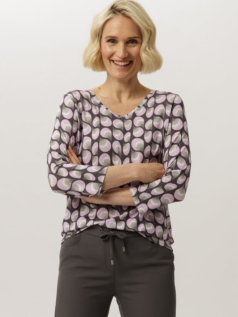 Frank Walder Shirt Damen Viskose mehrfarbig bedruckt, 42