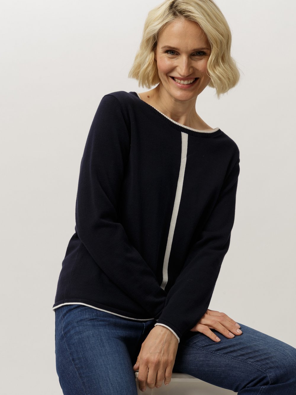 Frank Walder Strickpullover Damen Baumwolle blau, 38