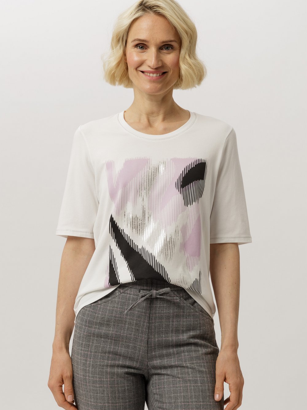 Frank Walder Shirt Damen Modal mehrfarbig bedruckt, 44