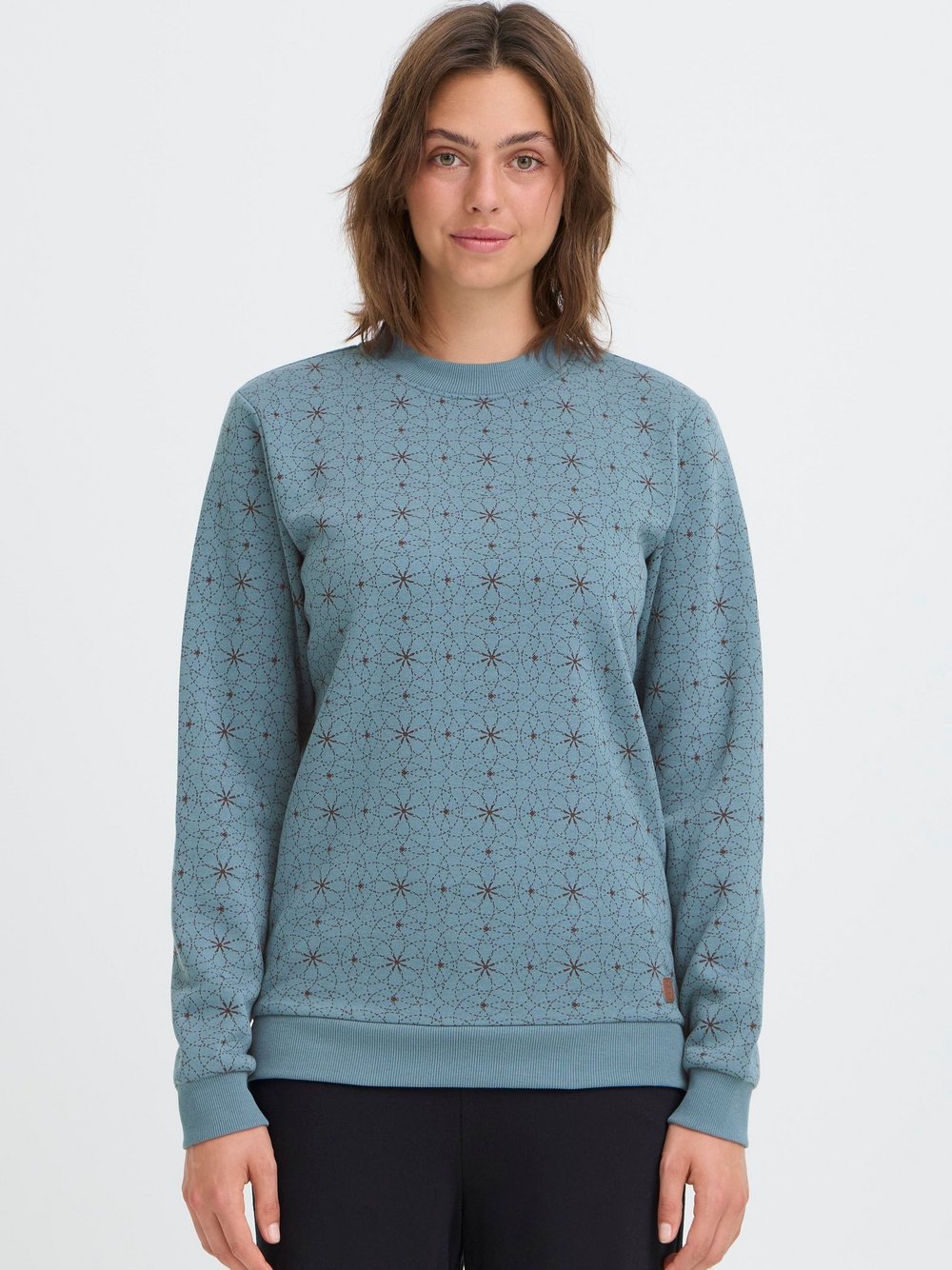 OXMO Sweater Damen blau bedruckt, XXL