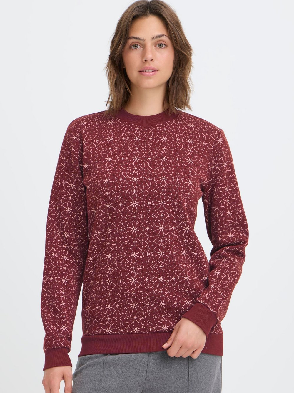 OXMO Sweater Damen rot bedruckt, M
