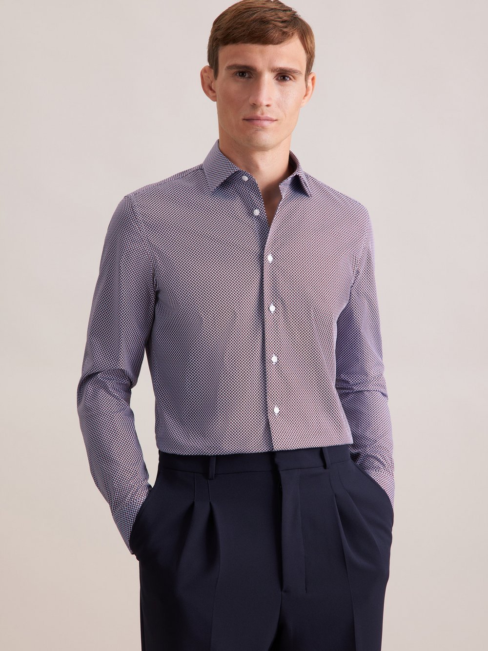 Seidensticker Business Hemd Herren Slim Fit Baumwolle rot gemustert, 38