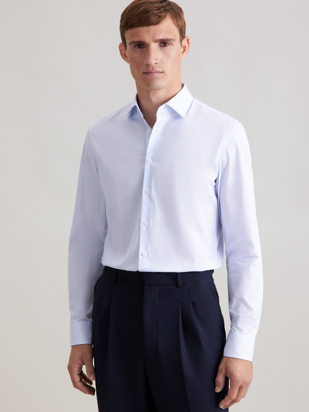 Seidensticker Business Hemd Herren Super Slim Fit Baumwolle blau bedruckt, 39