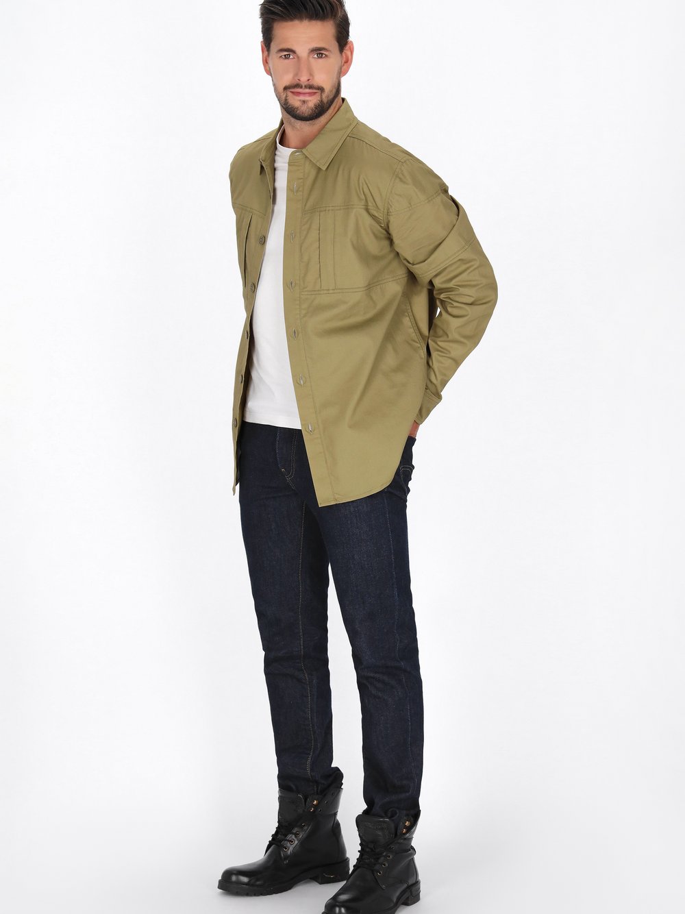 Dreimaster Hemd Herren Baumwolle grün, XXL