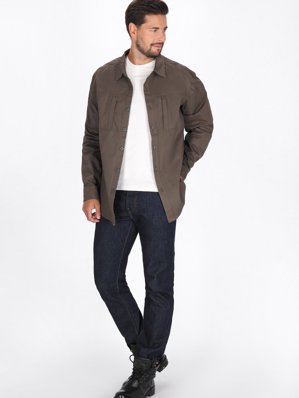 Dreimaster Hemd Herren Baumwolle grau, XXL