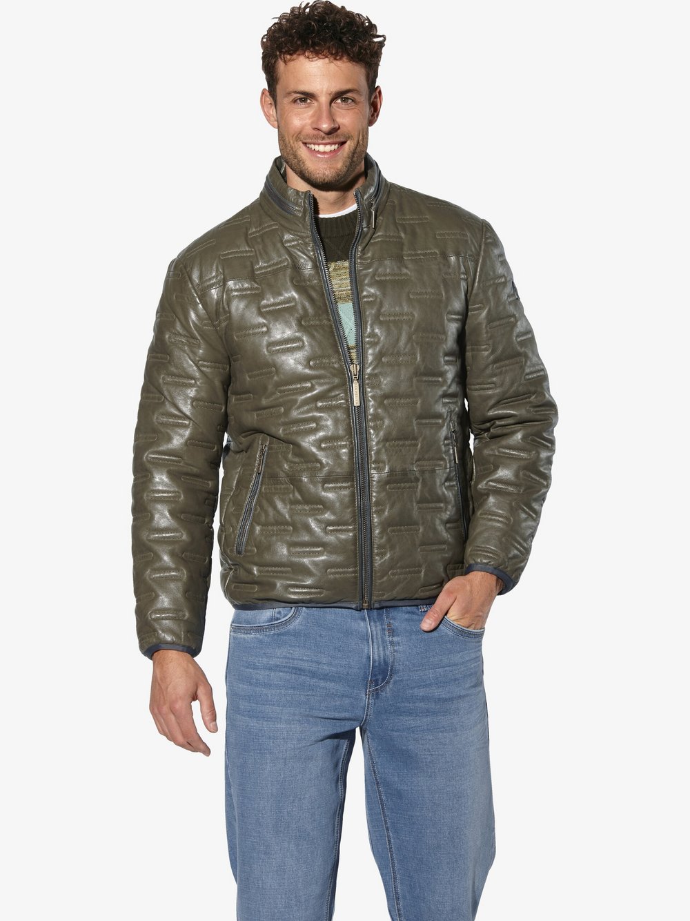 Thumbnail - BABISTA Lederjacke Herren grün, 56