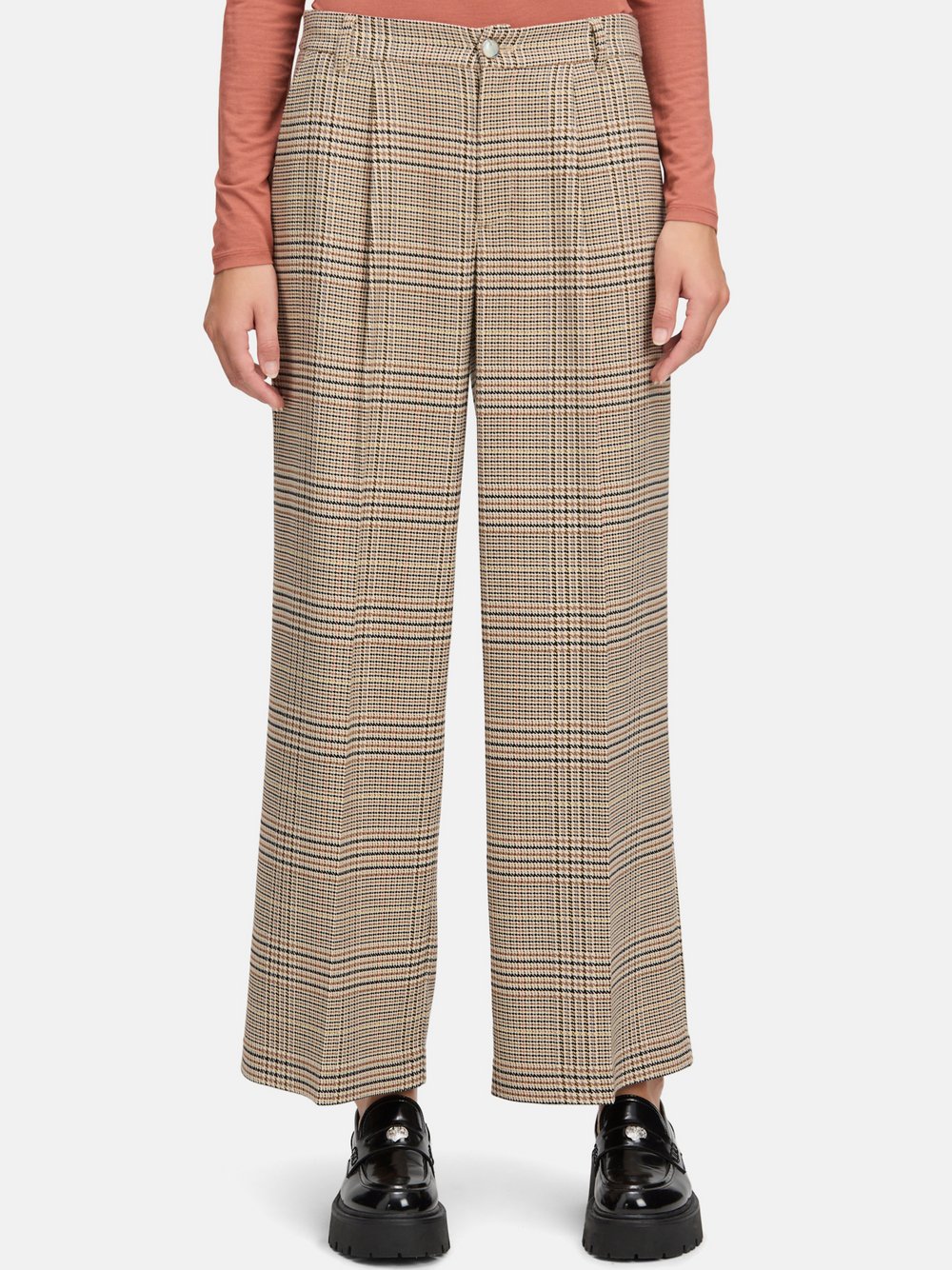 Cartoon Karo-Hose Damen braun kariert, 44