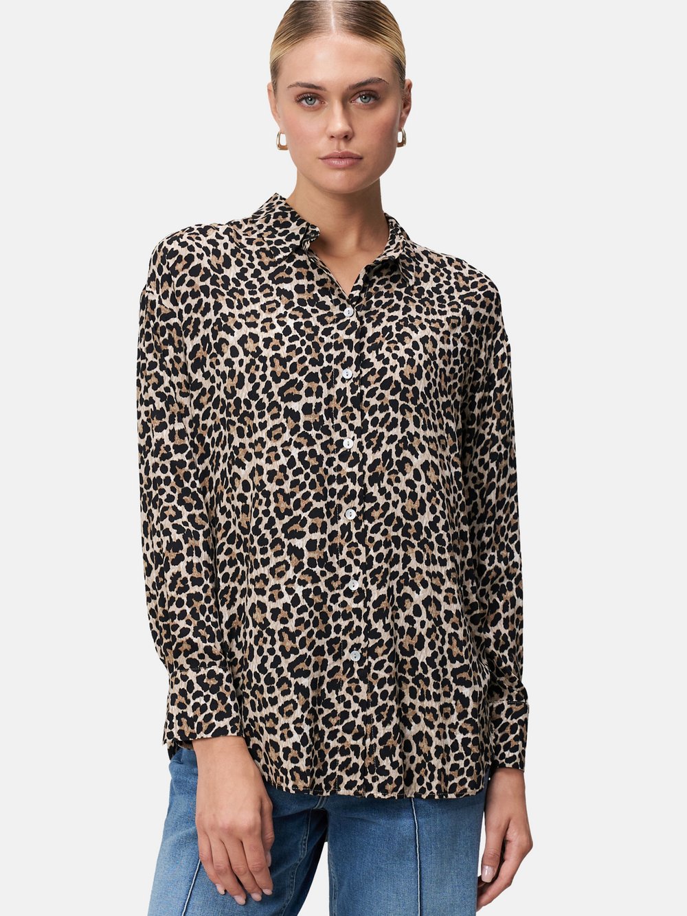 zero Hemdbluse Damen Viskose braun gemustert, 34