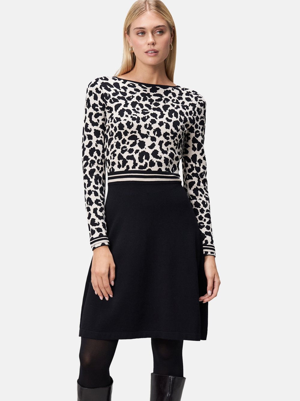 Thumbnail - zero Strickkleid Damen Viskose schwarz gemustert, 42