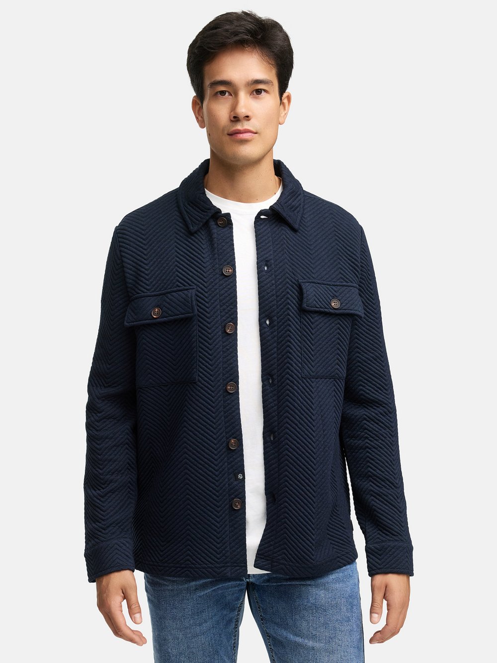 Indicode Hemd Herren Regular Fit blau strukturiert, XXL
