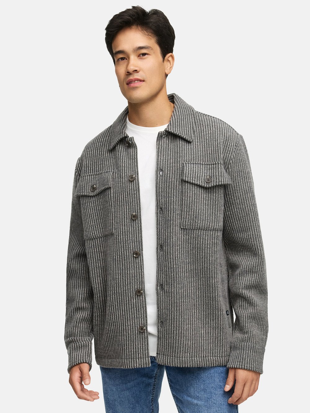 Indicode Hemd Herren Regular Fit grau strukturiert, XXL