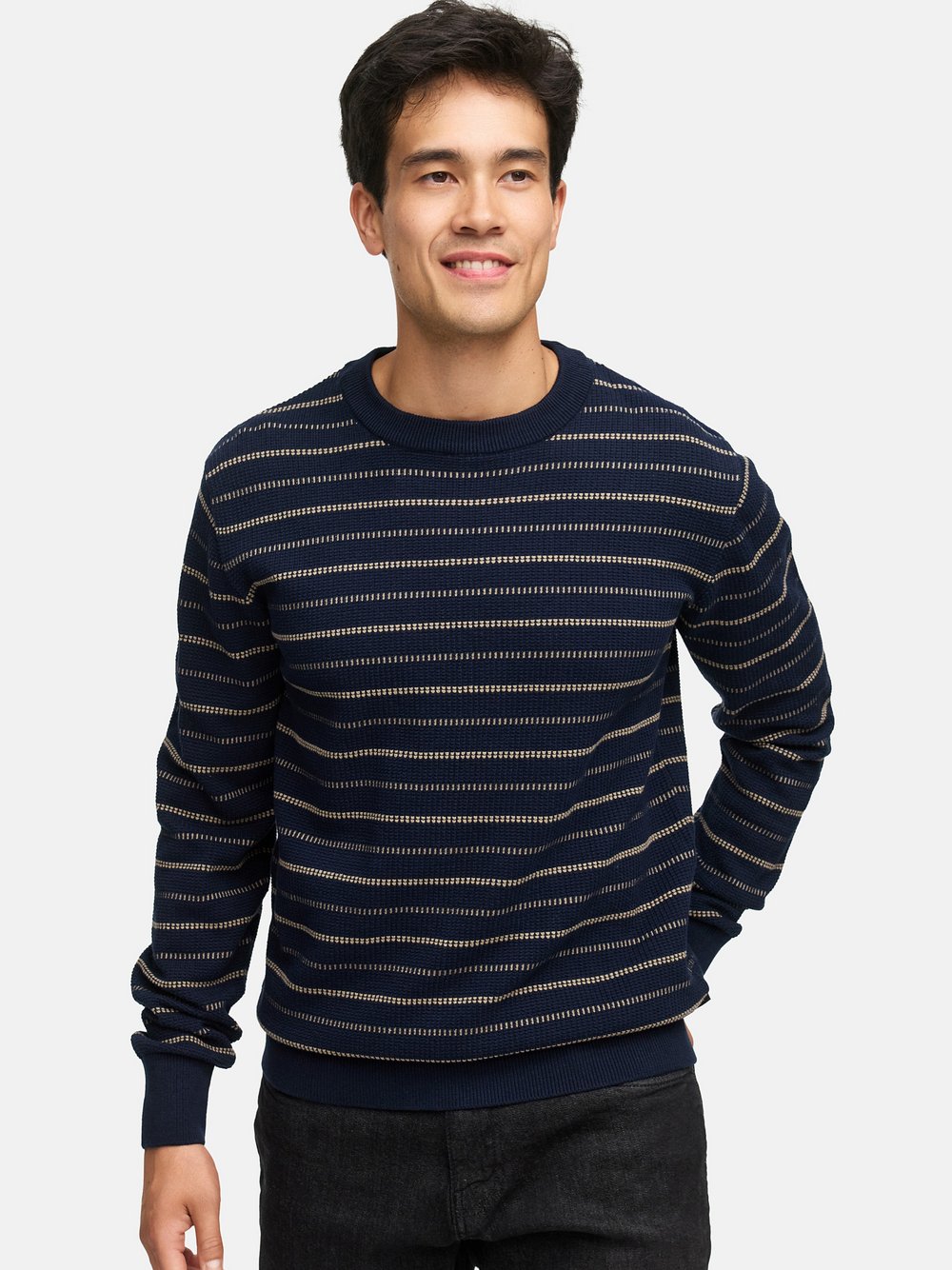 Indicode Strickpullover Herren Baumwolle blau gestreift, S