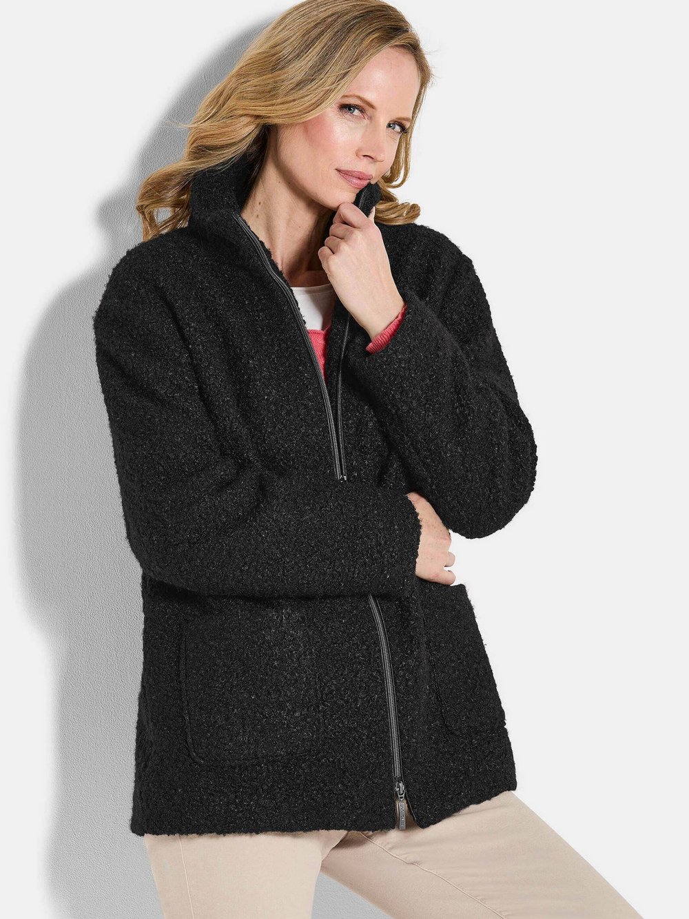 Goldner Teddyjacke Damen schwarz, 44