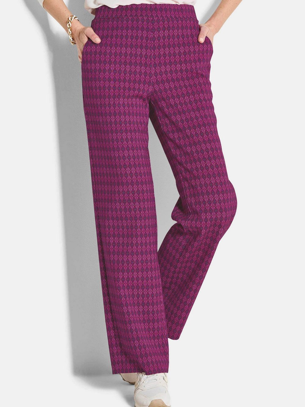 Goldner Printhose Damen Polyamid lila gemustert, 46