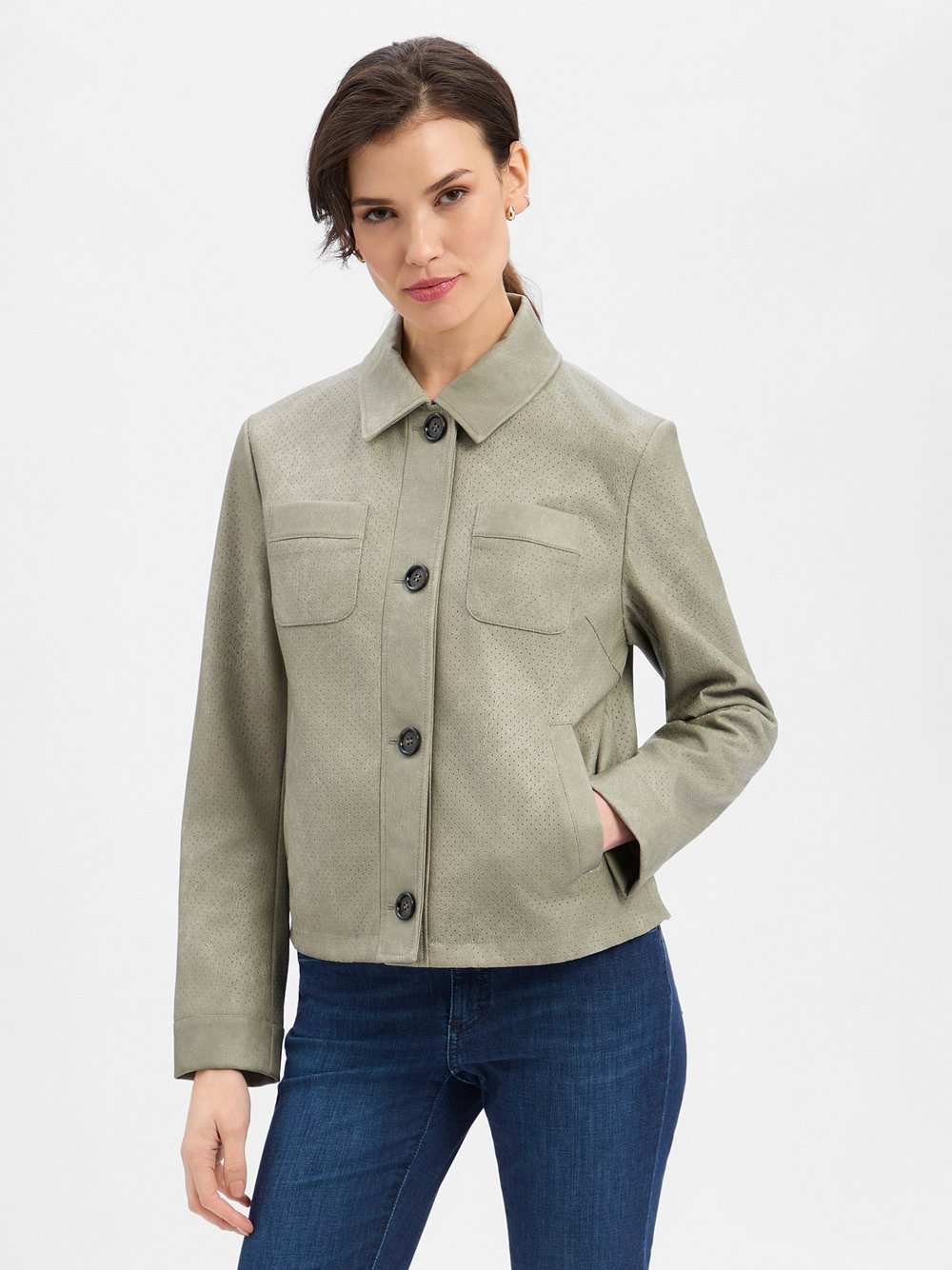 Amber & June Kunstlederjacke Damen grün, 42