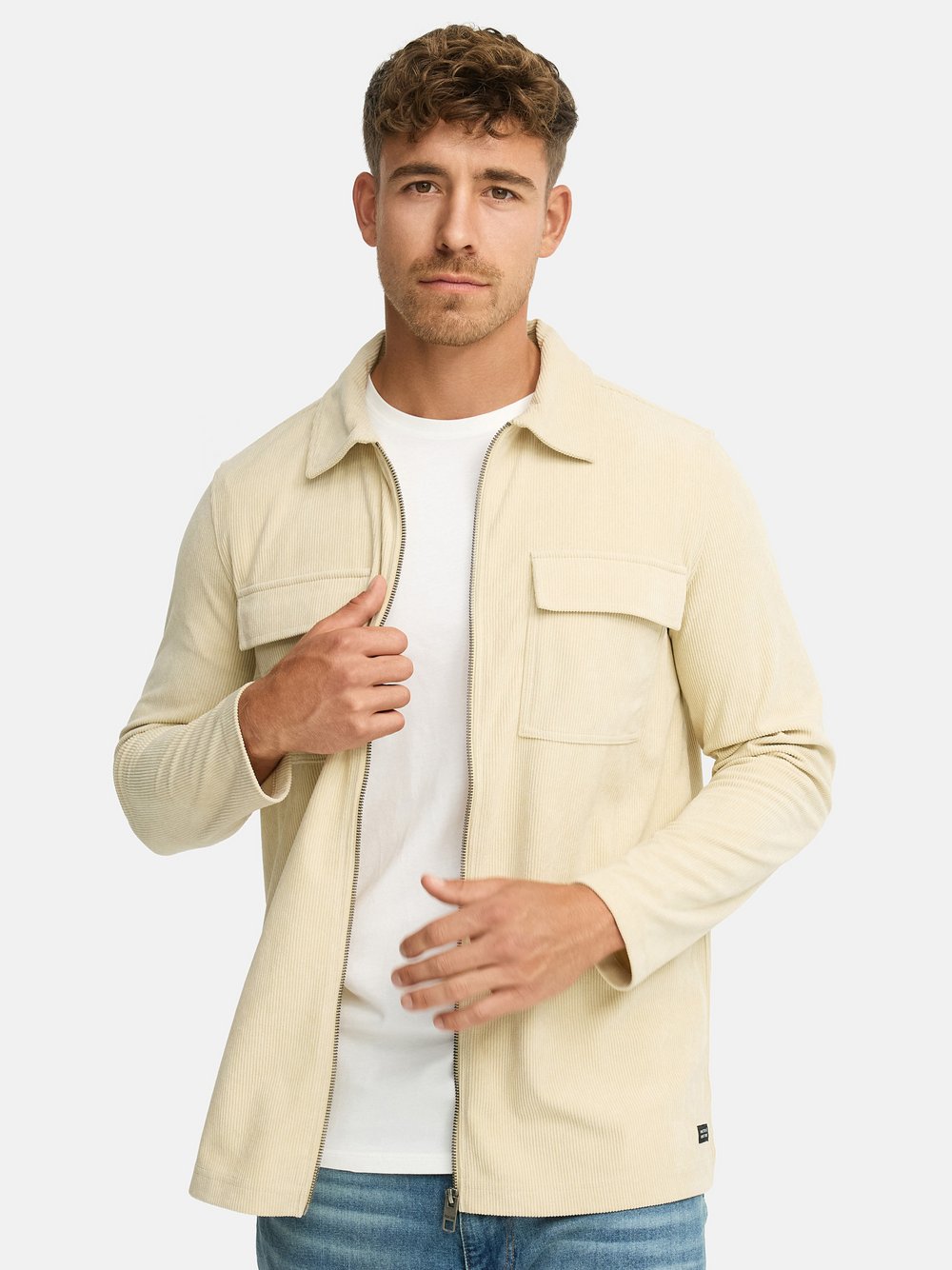 VAN GRAAF Indicode Herren Beige Hemd Langarm Regular Fit Klein