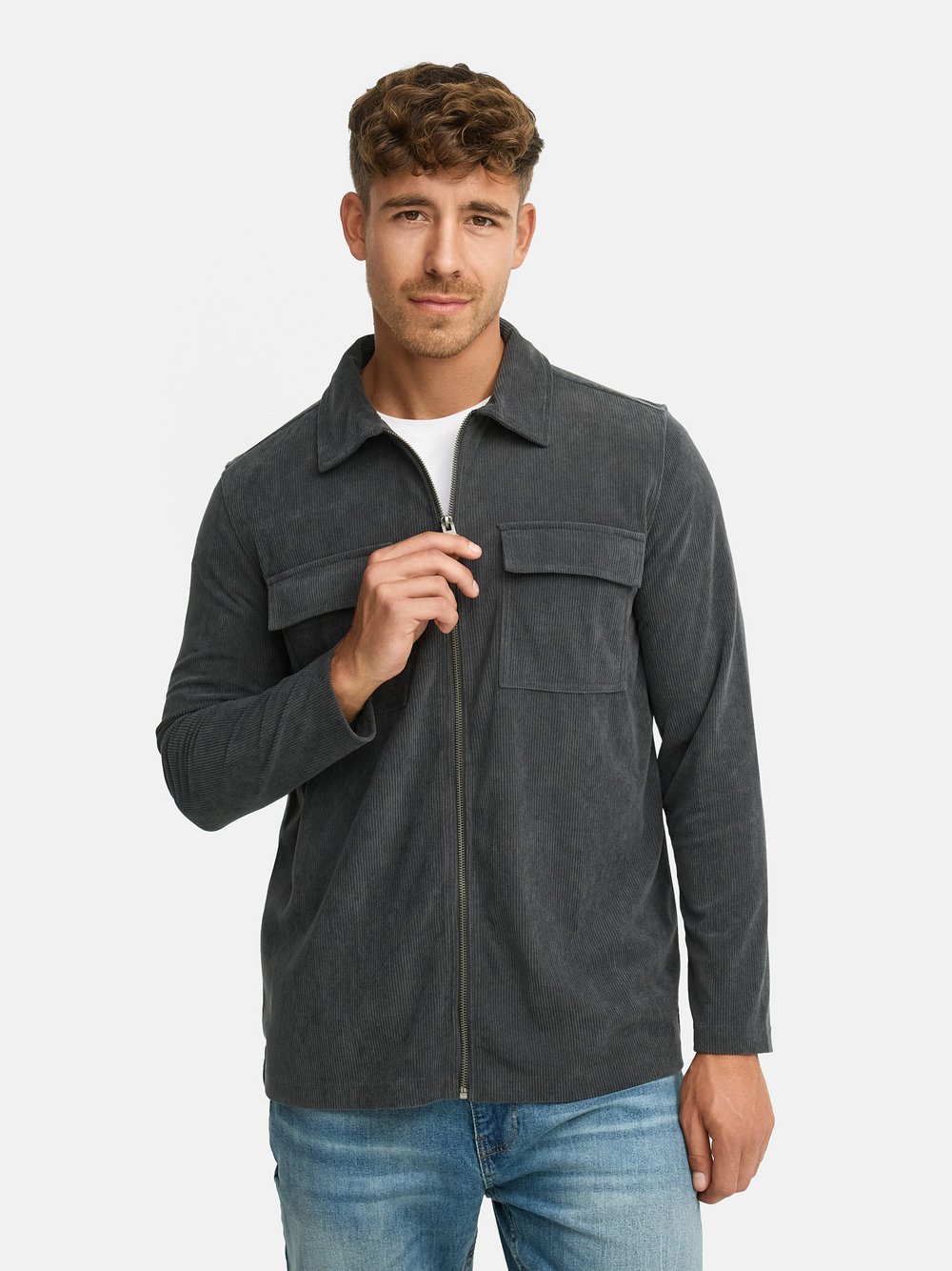 VAN GRAAF Indicode Herren Anthrazit Hemd Langarm Regular Fit Grau, Groß