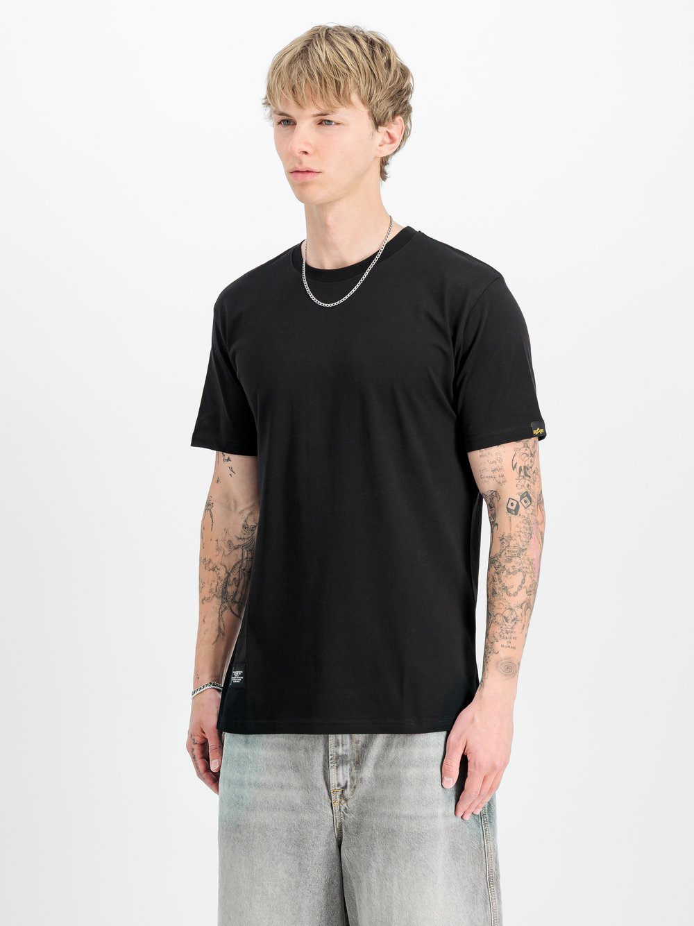 Alpha Industries T-Shirt Herren Baumwolle schwarz bedruckt, S