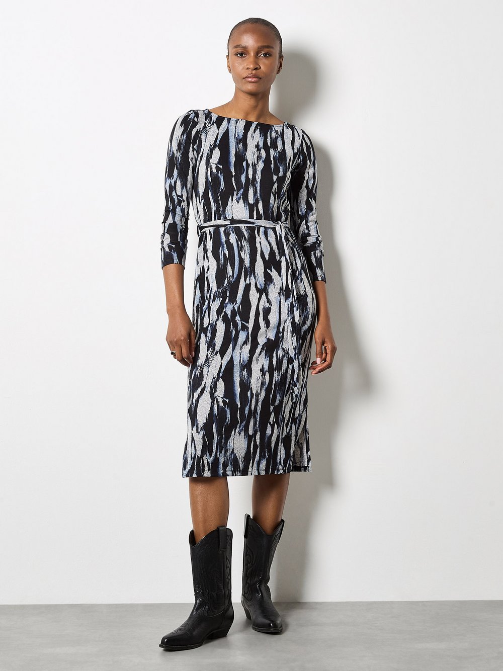 Thumbnail - Apricot Midikleid Damen blau bedruckt, 40