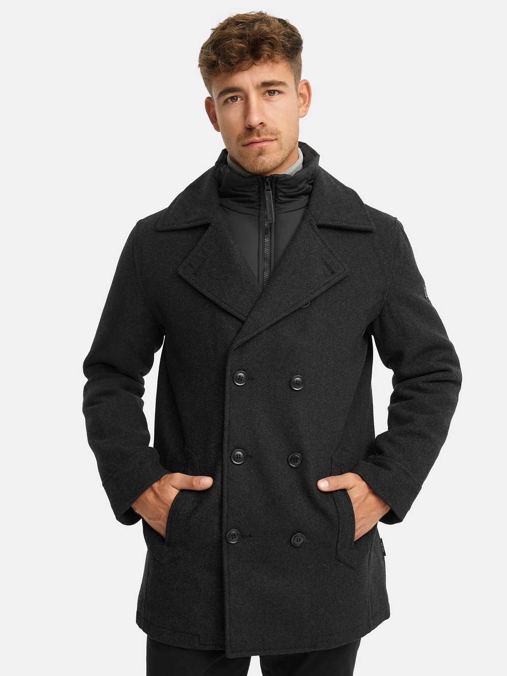 Thumbnail - Indicode Mantel Herren Wolle grau, L