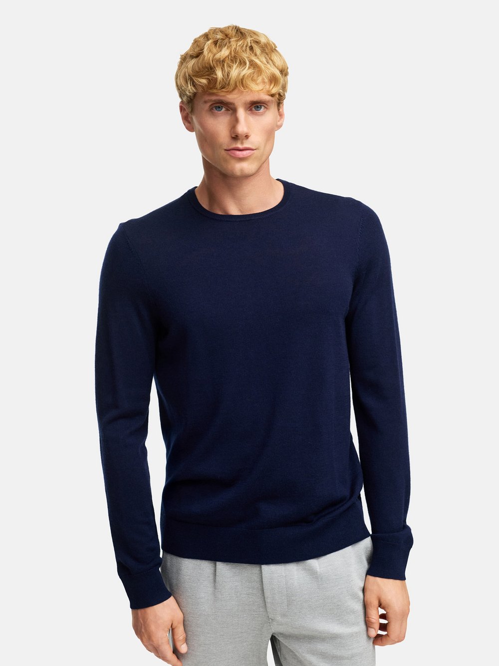 Thumbnail - Kronstadt Strickpullover Herren Merino blau, M