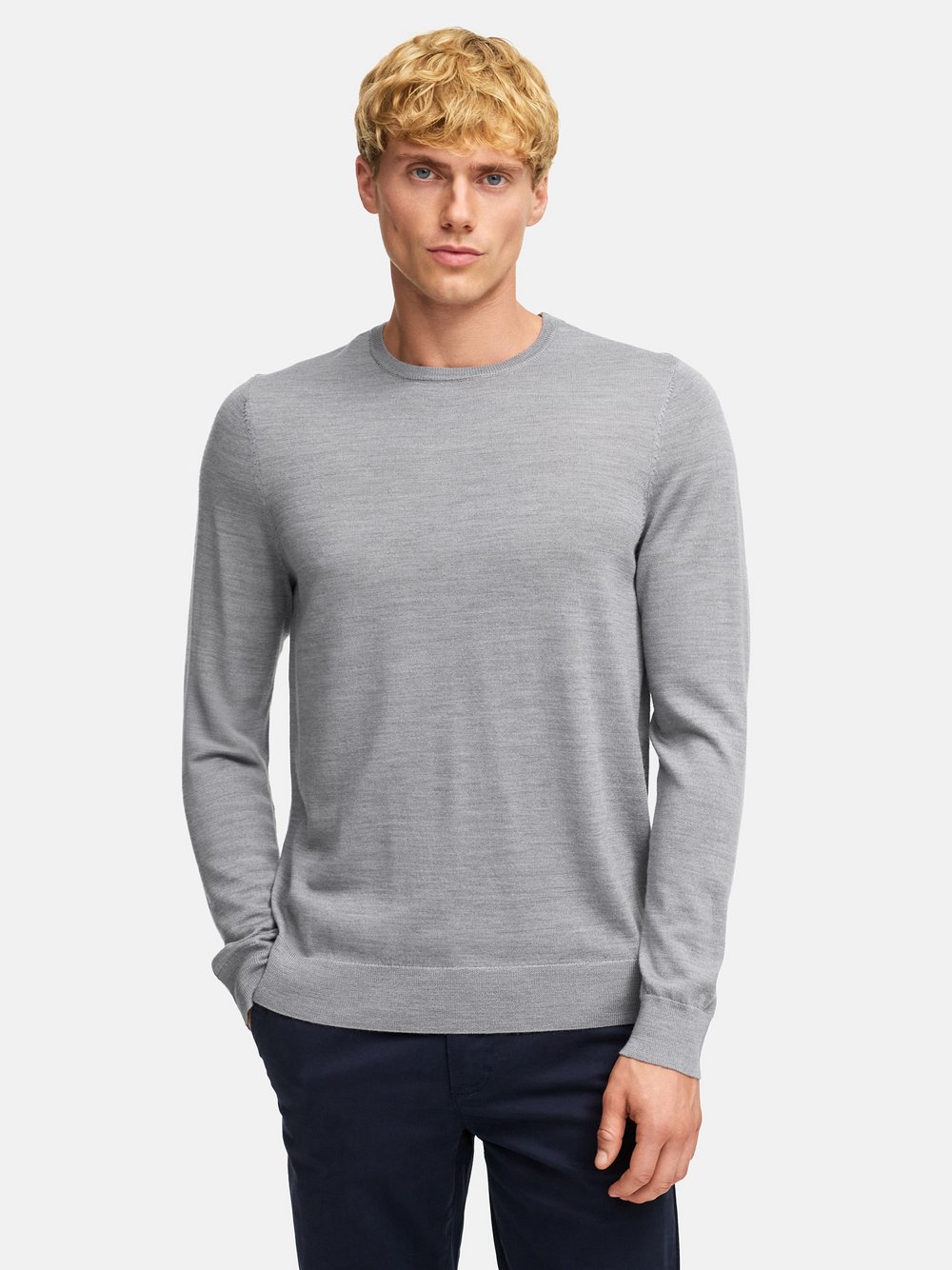 Kronstadt Strickpullover Herren Merino grau, XXL