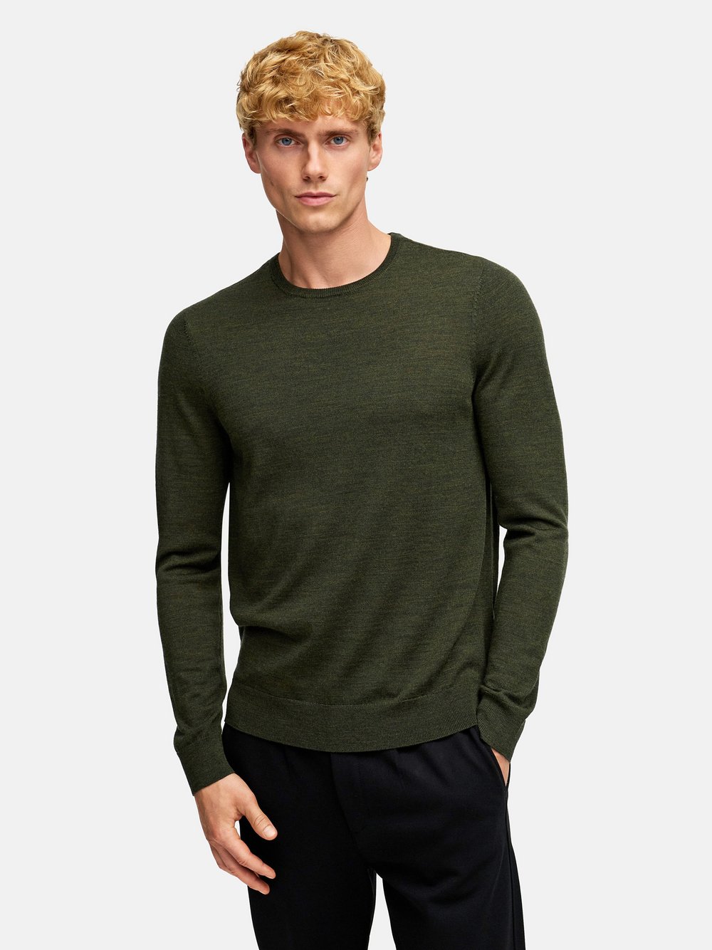 Kronstadt Strickpullover Herren Merino grün, XL