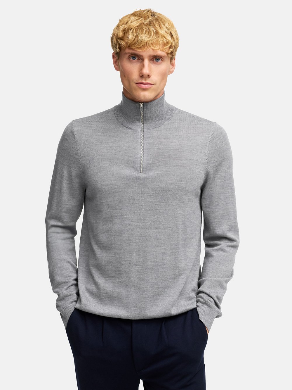 Thumbnail - Kronstadt Strickpullover Herren Merino grau, M