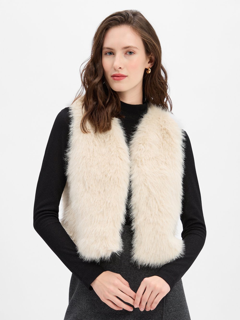 zero Kunstfell-Weste Damen beige, S