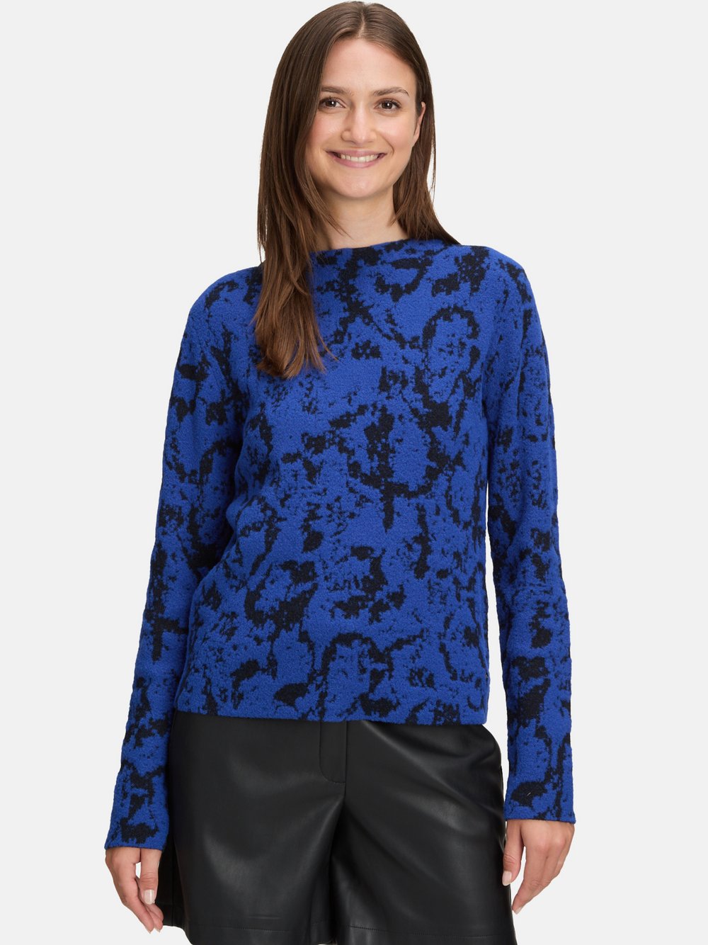 Betty & Co Strickpullover Damen Polyamid blau gemustert, 36