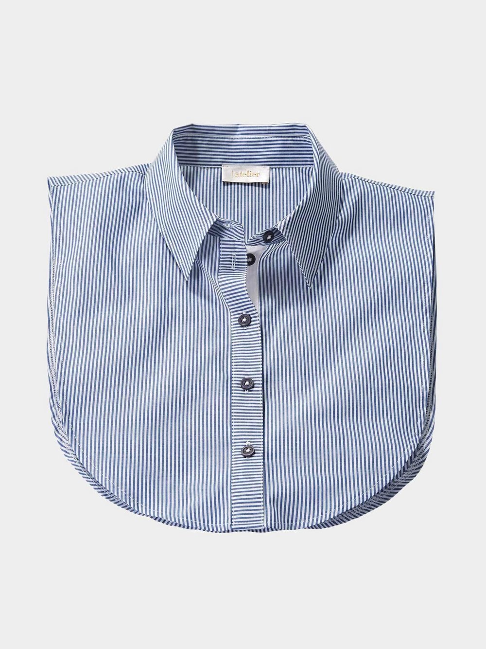 Goldner Blusenkragen Damen Baumwolle blau gestreift, 44