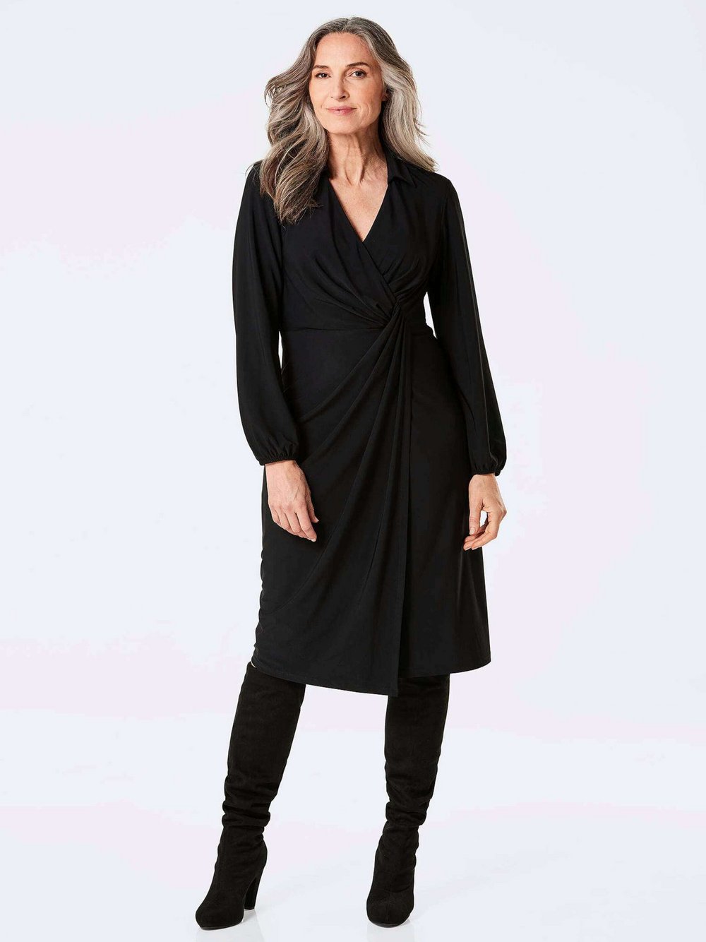 Goldner Wickelkleid Damen schwarz, 40