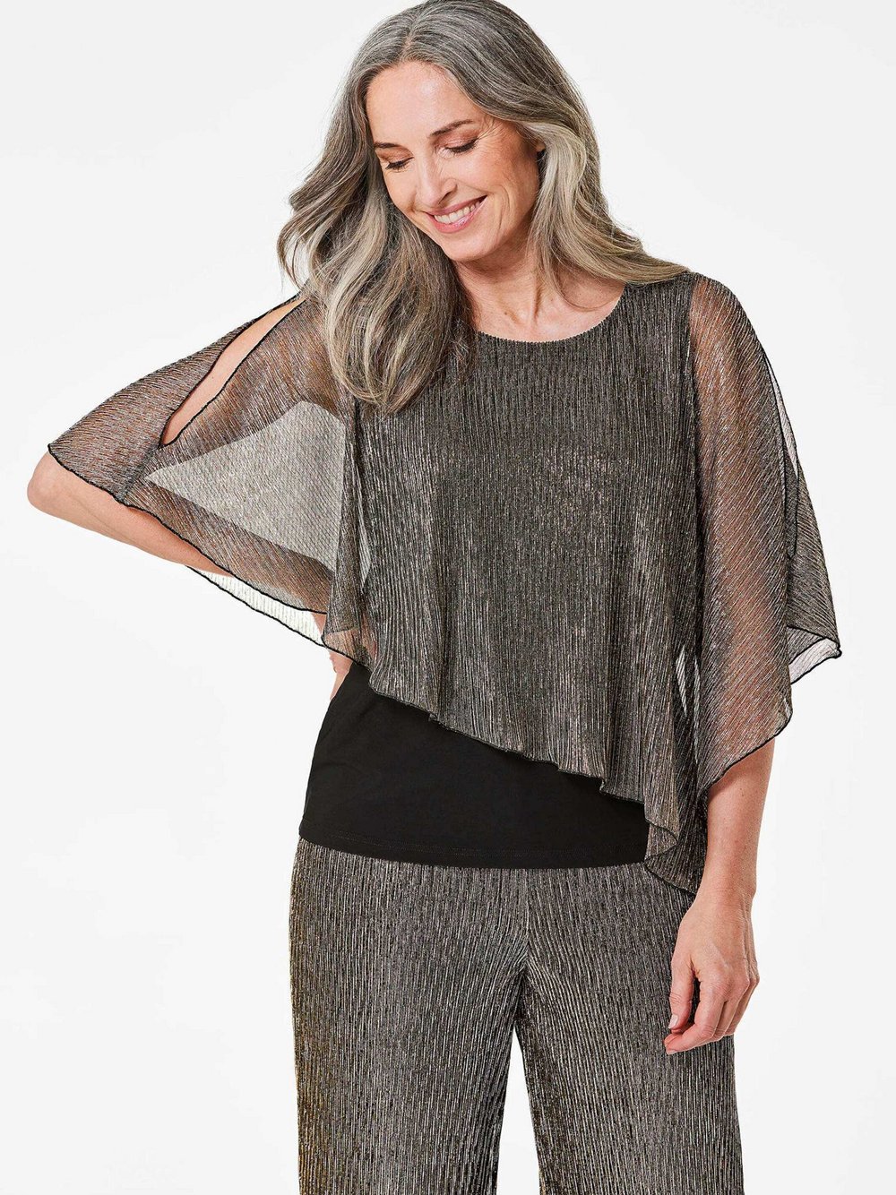 Goldner Blusenshirt Damen schwarz, 42