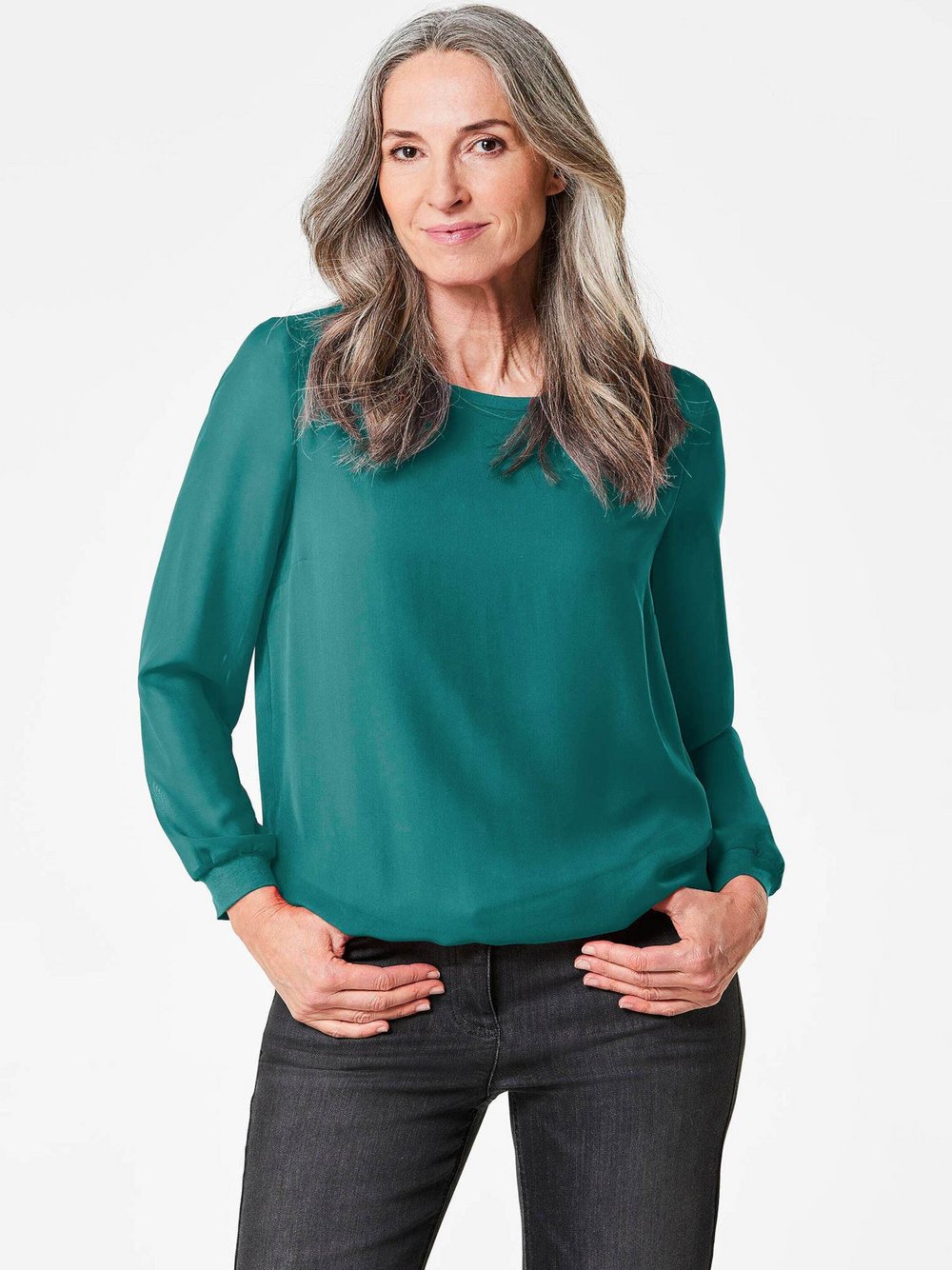 Goldner Schlupfbluse Damen grün, 54