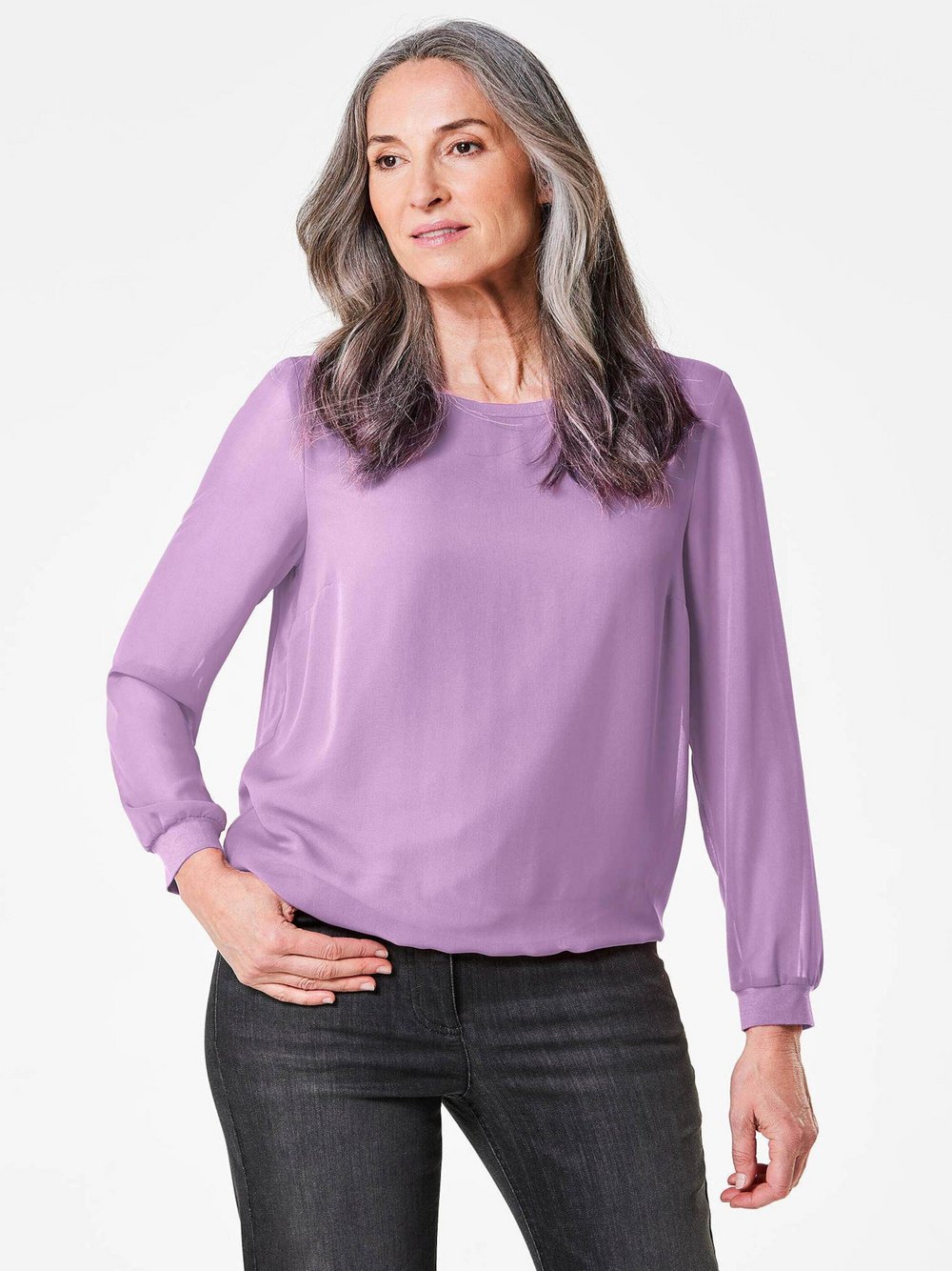 Goldner Schlupfbluse Damen lila, 44